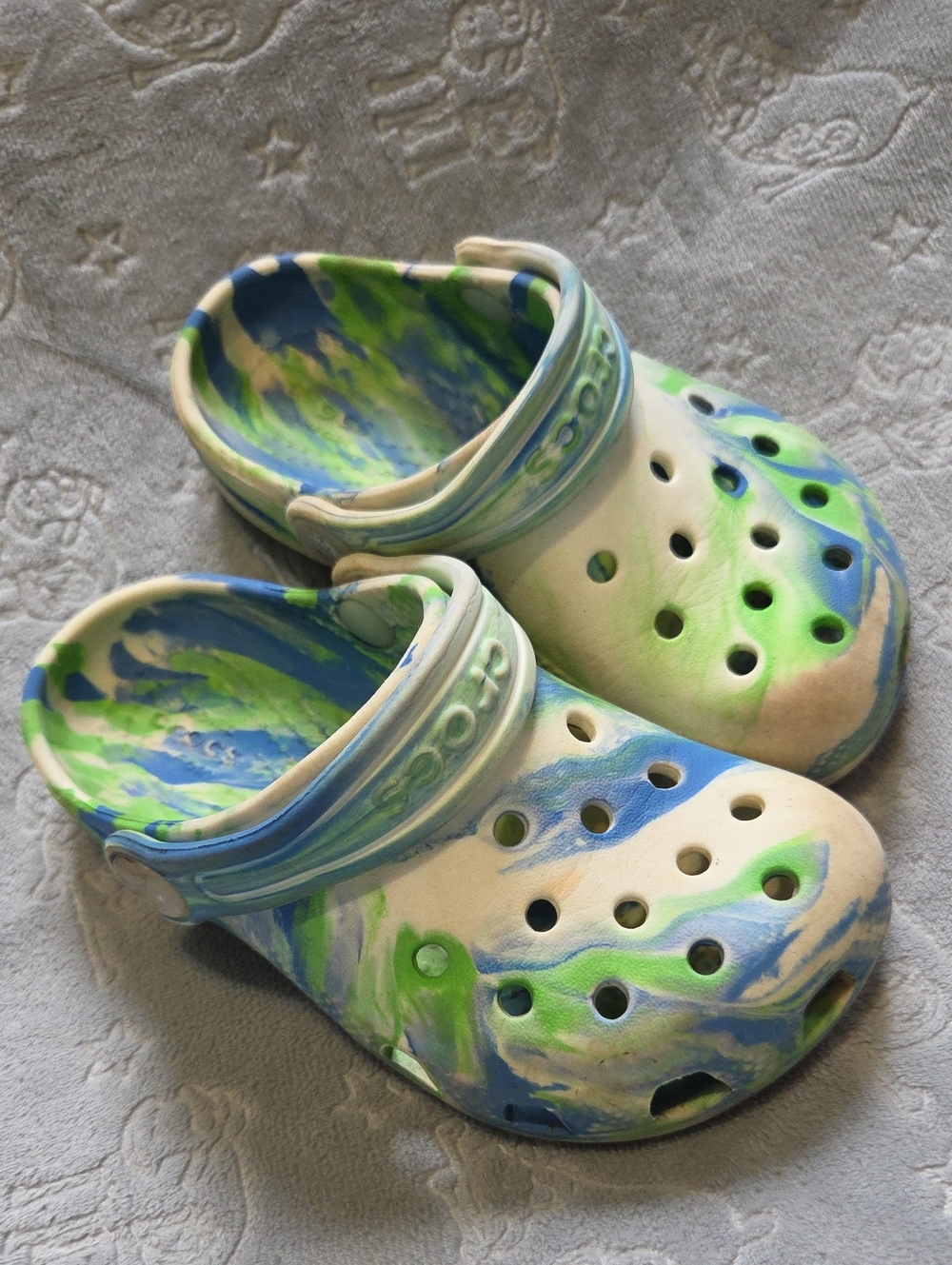 Kids Marbled Slip-On CROCS - Blue & Green